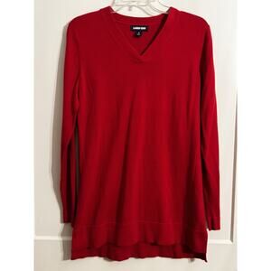 Women’s Land End Red V-Neck Sweater Sz S 6-8 Preppy Academic Work Casual
